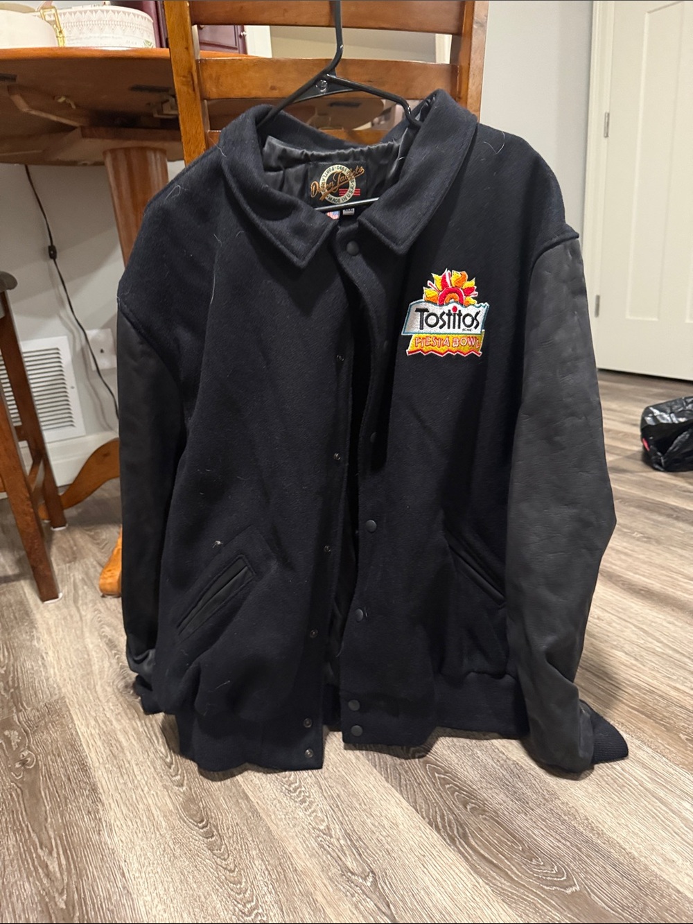 Black Varsity-Style Jacket - Branded Logo